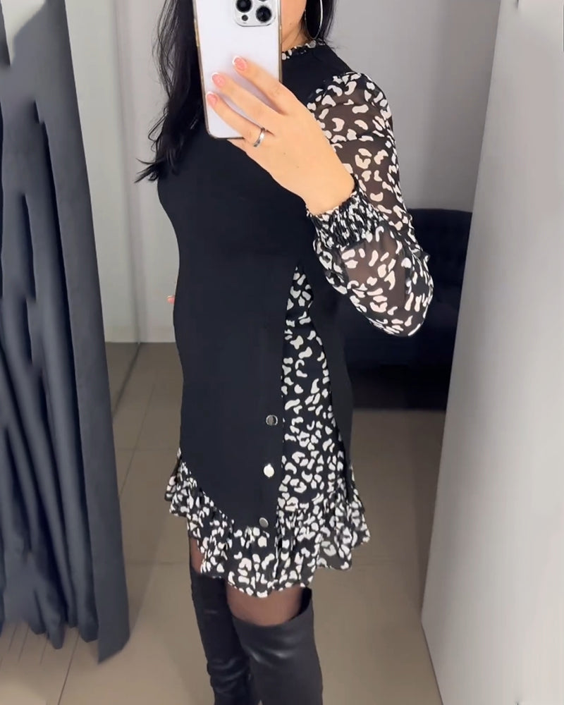 PatchGlam | Stylish patchwork dress with print