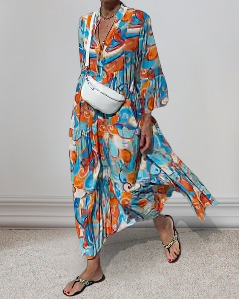 VibeDress | Trendy print dress with V-neck