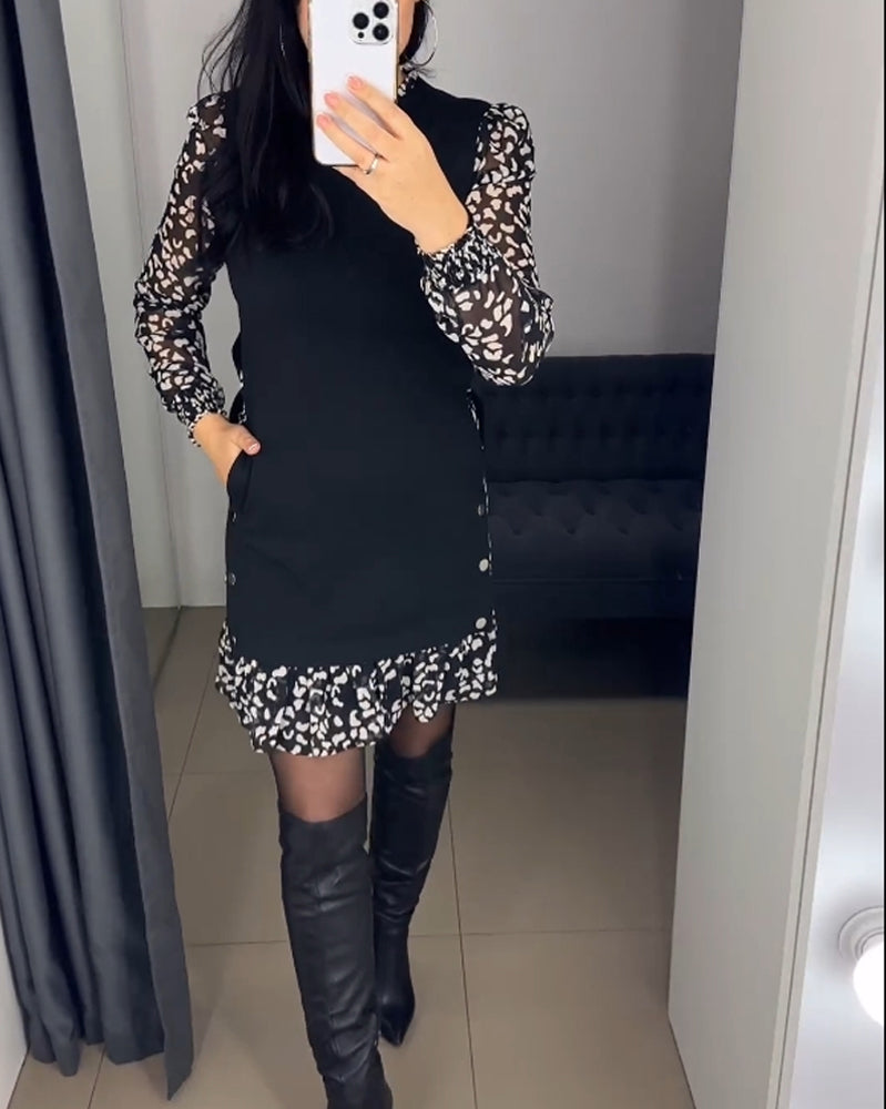 PatchGlam | Stylish patchwork dress with print